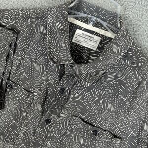REI Co Op Shirt Mens XL Gray Faded Short Sleeve‎ Button Up Organic Hemp Cotton